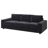 Black VIMLE sofa, modern design, soft cushions, sleek shape, comfortable seating.