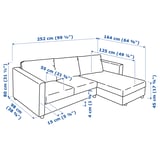 Illustration with measurements for the product: VIMLE.