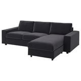 Dark gray VIMLE sectional sofa, sleek with chaos lounge, modern design.