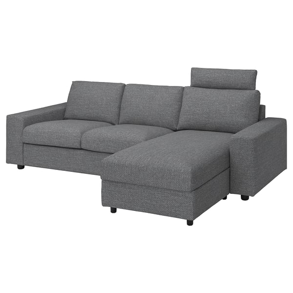 VIMLE gray l-shaped sofa, modern design, durable fabric, 10-year guarantee.