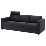 Modern dark gray VIMLE sofa, sleek design with adjustable headrest, durable fabric, 3-seat.