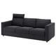 Modern dark gray VIMLE sofa, sleek design with adjustable headrest, durable fabric, 3-seat.