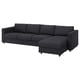 Option: Dark gray VIMLE sectional sofa, l-shaped with storage chaise, soft cushions.