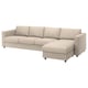 Modern beige l-shaped sofa with storage chaise longue.