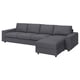 Dark grey VIMLE sectional sofa with left-facing chaise, modern design.