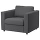VIMLE grey sofa chair with dark legs, modern design.