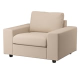 VIMLE armchair, beige, modern, rectangular, upholstered in weaved cotton blend.