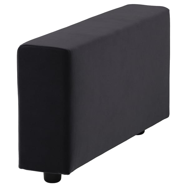 Black VIMLE sofa section, rectangular, minimalist design. Upholstered in velvet with a smooth, shiny surface.
