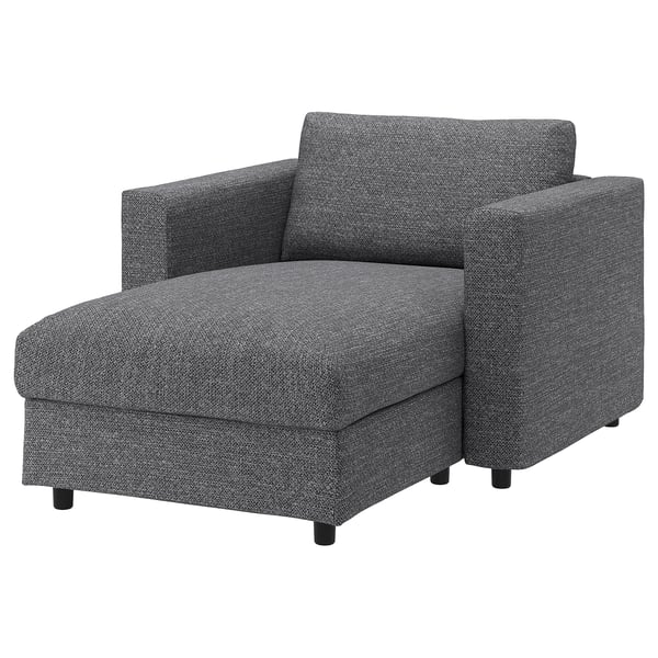 Gray VIMLE sectional sofa, modern design with high back and built-in storage.