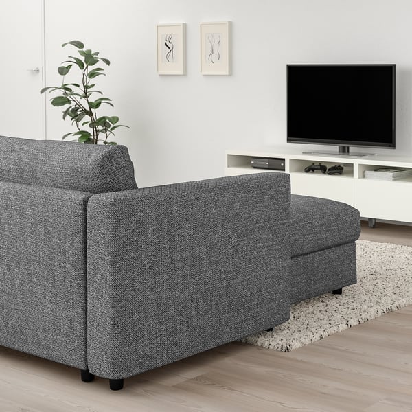 VIMLE sectional sofa in gray for modern living room. L-shape, durable, removable cover.
