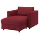 A red VIMLE sectional sofa with storage, designed for comfort and ease of cleaning.