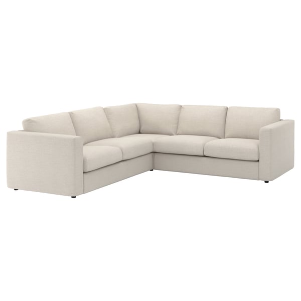 Light beige VIMLE corner sofa, modern design, in recycled polyester.