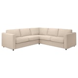 A beige VIMLE sectional sofa with a modern design, featuring soft cushions and removable, machine-washable fabric.