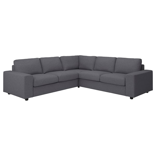 A VIMLE sectional sofa in dark gray fabric, featuring a modern design with wide armrests and a comfortable, clean-lined look.