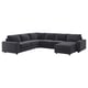 Dark grey VIMLE sectional sofa, l-shape, velvet & foam, modern design.