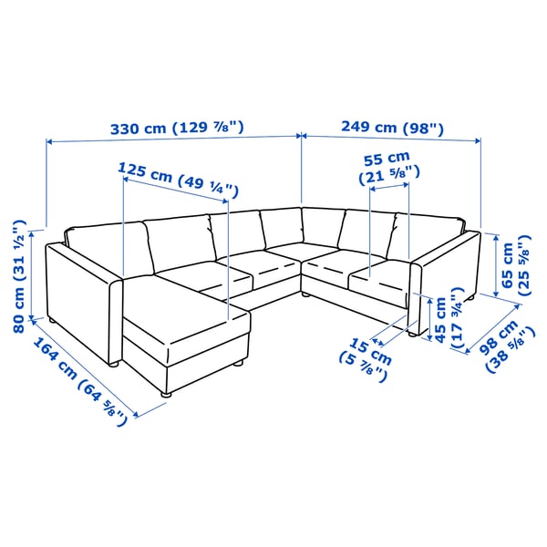 Illustration with measurements for the product: VIMLE.