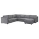 Option: VIMLE gray sectional sofa with ottoman. Modern design in textured fabric, l-shaped.