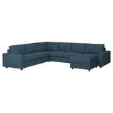 Blue sectional sofa, modern design, with chaise, for comfort.
