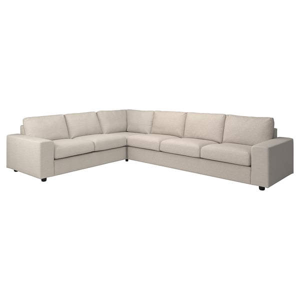 VIMLE sectional sofa in beige, l-shaped with removable cushions.