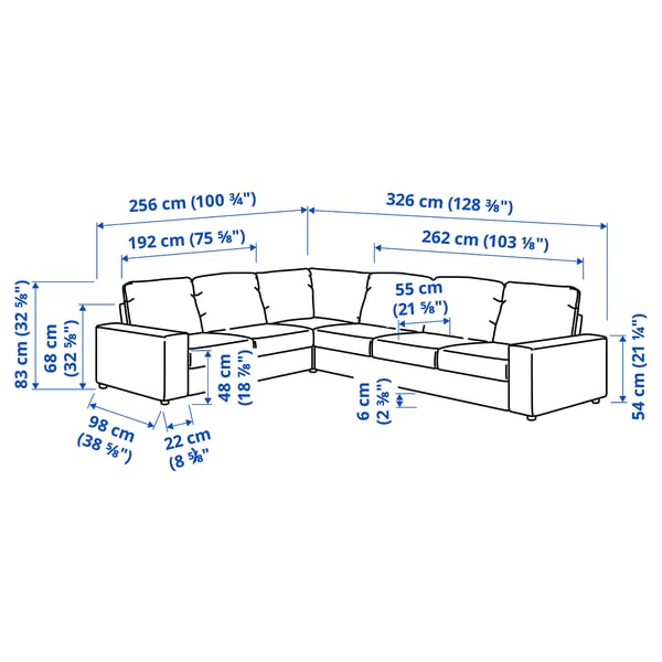 Illustration with measurements for the product: VIMLE.