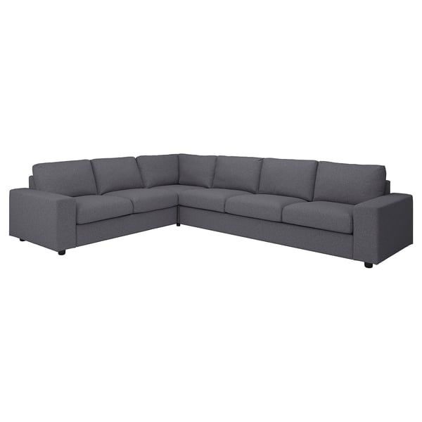 VIMLE sectional sofa, grey, sleek modern design, l-shape, comfy cushions.