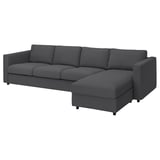 Dark grey VIMLE sectional sofa, modern l-shape, comfortable & removable cover.
