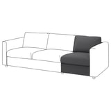 VIMLE couch: grey, soft fabric, modern design, three cushions.