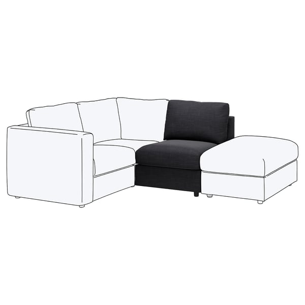VIMLE sectional sofa in dark gray, with l-shaped design and removable, machine-washable cover.
