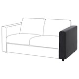 Black angle-folding loveseat with light cushions & dark gray armrest.