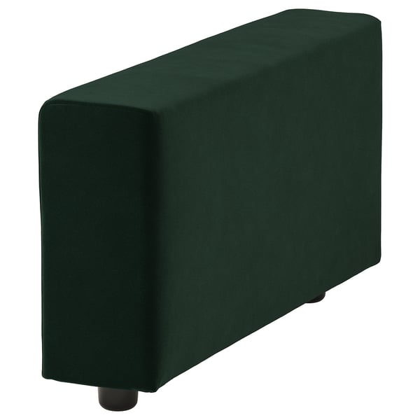 Dark green rectangular cushion with smooth fabric. Simple, modern design.