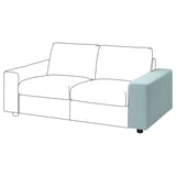 VIMLE light blue sofa, sleek modern design, soft fabric, two cushions, clean lines.