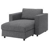 VIMLE gray chair, modern shape, soft fabric, l-shaped back.
