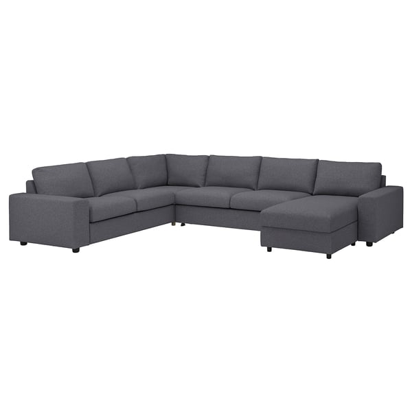 Modern dark grey u-shaped sectional sofa with plush cushions and clean lines.