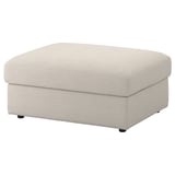 VIMLE stool, beige, fabric, rectangular, simple design.