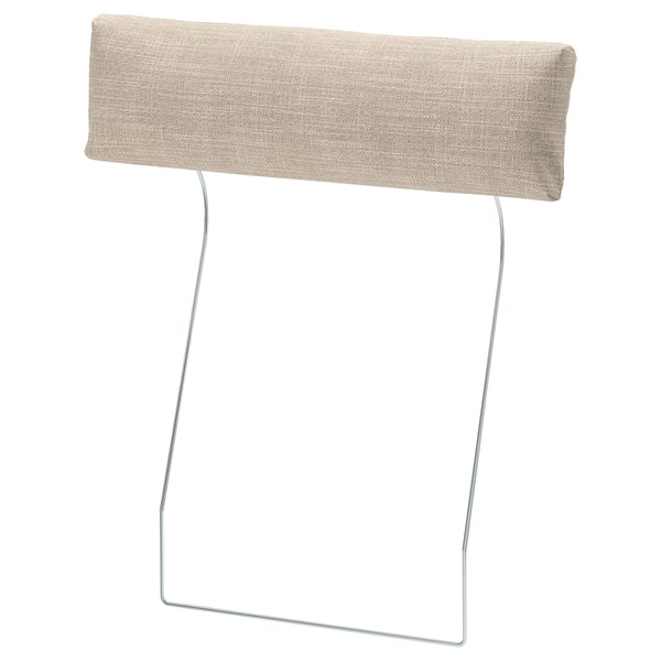 A beige VIMLE headrest with a rectangular shape and a metal frame, designed for comfort and easy cleaning.