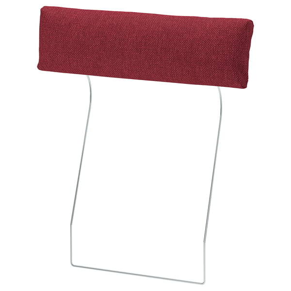 VIMLE red headrest cover: rectangular, woven fabric, metal frame, removable.