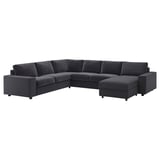 VIMLE modern dark gray corner sectional sofa with built-in bed and storage.