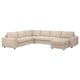 VIMLE sectional sofa: beige, fabric, l-shape, with chaise.