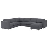 Gray VIMLE sectional sofa, corner design, durable fabric.