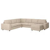 An ikea VIMLE sectional sofa in beige, with a clean design and a comfortable, structured cover made from cotton, polyester, viscose, and linen.