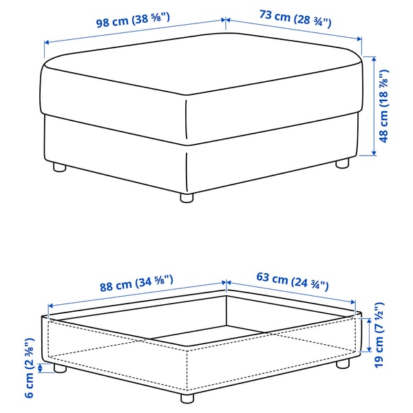 Illustration with measurements for the product: VIMLE.