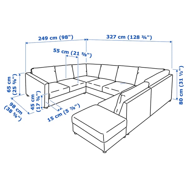 Illustration with measurements for the product: VIMLE.