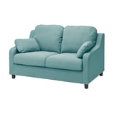 Light blue VINLIDEN loveseat; soft, textured fabric, deep cushions, simple modern design.
