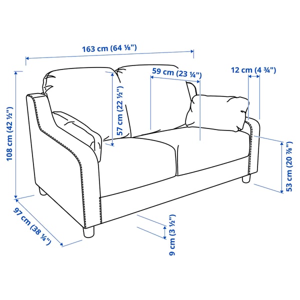 Illustration with measurements for the product: VINLIDEN.