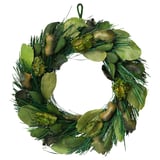 Green VINTERFINT wreath with dried plants & leaves, circular shape, natural decor.