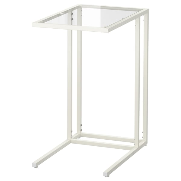 Ikea VITTSJÖ metal & glass laptop stand, white, modern minimalist design.