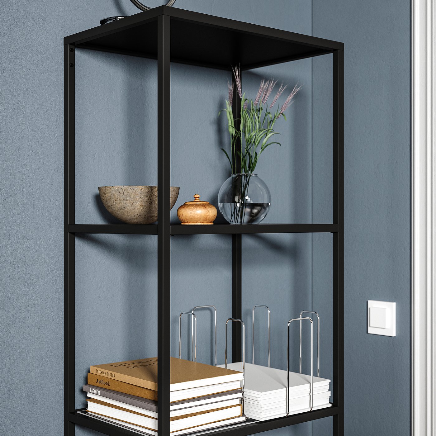 VITTSJÖ shelving unit, black-brown/glass, 51x175 cm - IKEA Austria