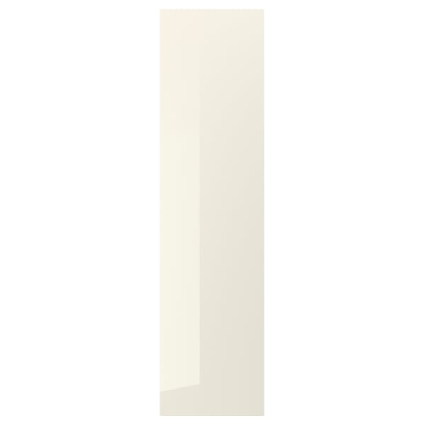 VOXTORP beige high gloss cabinet front with sleek design and built-in handle.