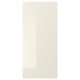 A VOXTORP beige high-gloss cabinet door. Its sleek design with integrated handles and modern, vibrant look makes it both stylish and functional.