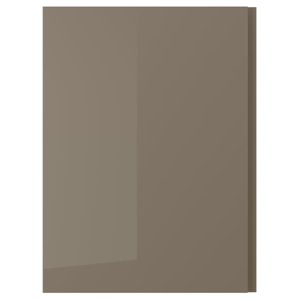 VOXTORP Door, high-gloss dark grey-brown/vertical handle, 60x80 cm
